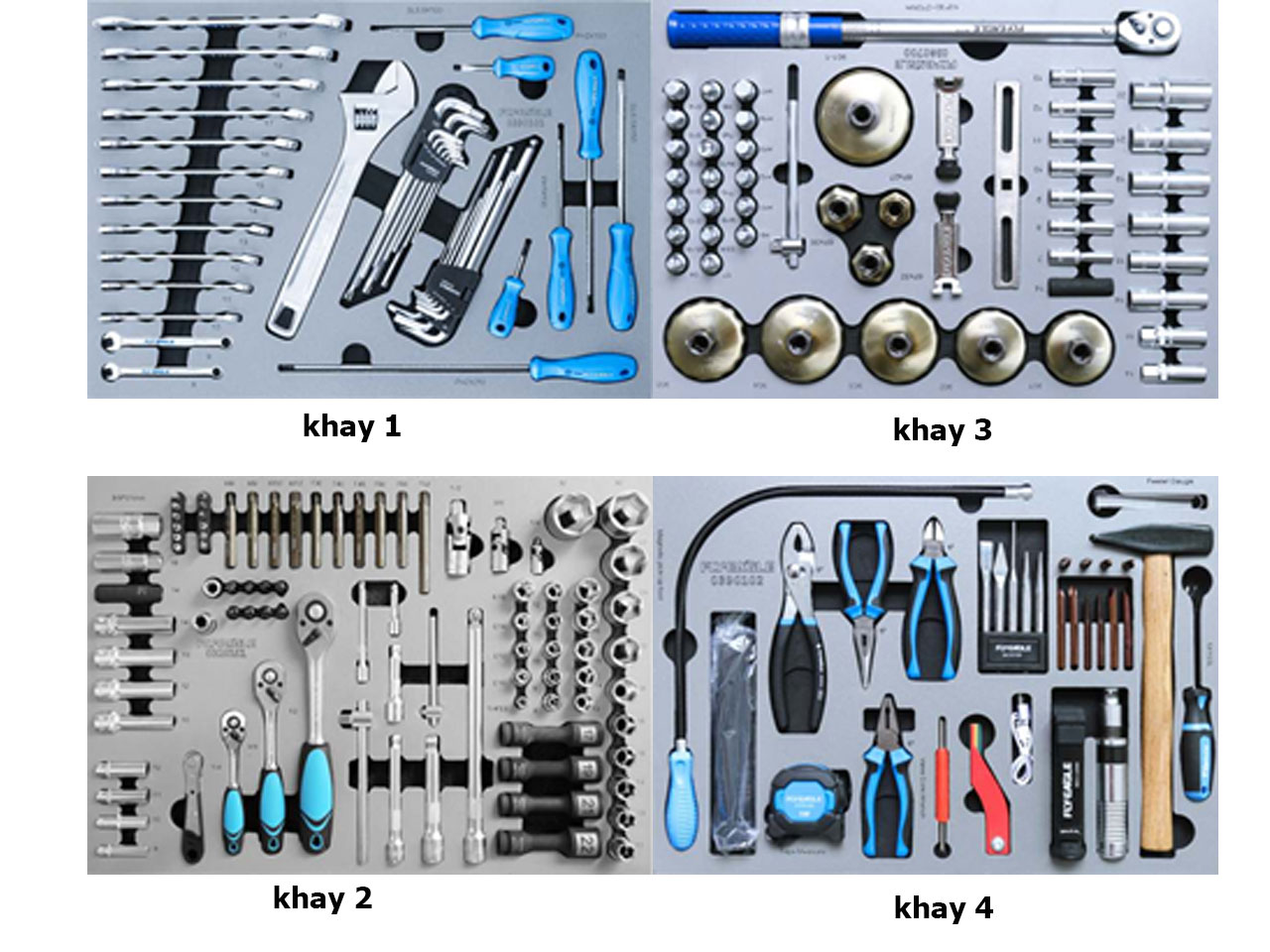Bộ 4 khay cho tủ dụng cụ sửa chữa nhanh ô tô  241 chi tiết  VIMET TMT04241