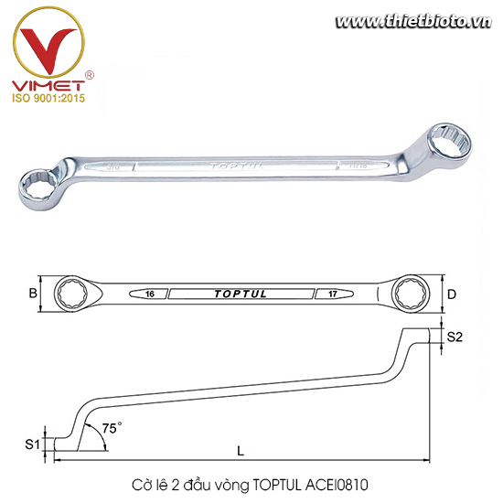 Cờ lê 2 đầu vòng TOPTUL ACEI0810