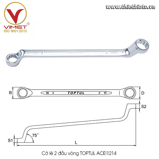 Cờ lê 2 đầu vòng TOPTUL ACEI1214 (ngưng sản xuất)