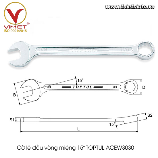 Cờ lê đầu vòng miệng TOPTUL ACEW3030 
