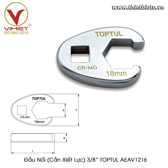 Đầu Nối (Cần Xiết Lực) 3/8” TOPTUL AEAV1216