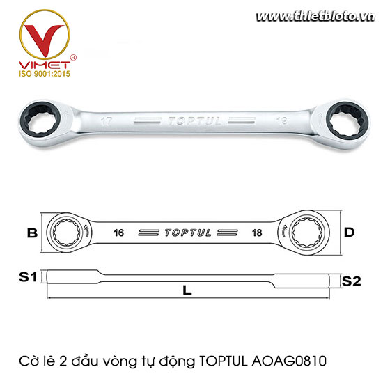 Cờ lê 2 đầu vòng tự động Toptul AOAG0810